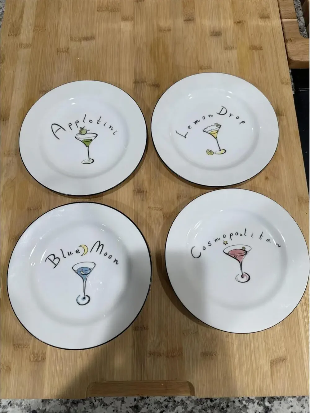 4 Pottery Barn martini plate set of four  Cocktails Party, dessert, cake *